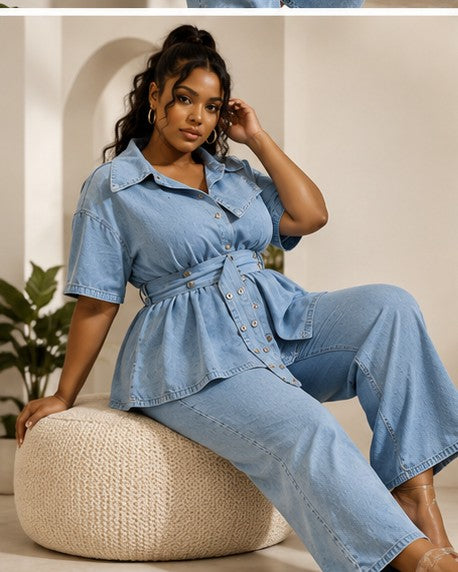 Ensemble jean bleu profil