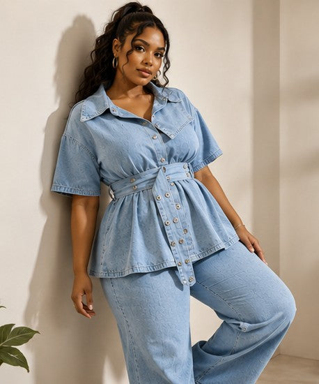 Ensemble jean bleu face