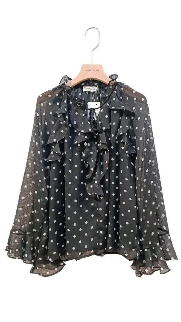 Blouse à pois noir